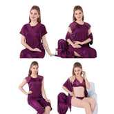 Honeymoon Nighty Women Sleepwear Women Nightwear 6 Pcs Bridal Nighty Set Women Sleepwear